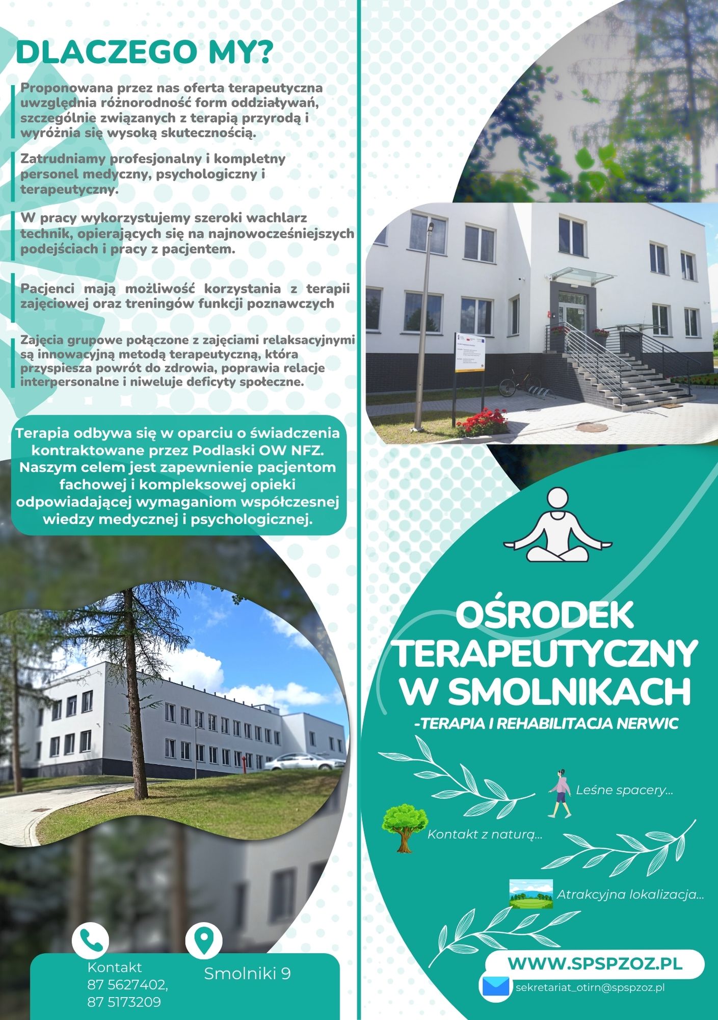 Ulotka Ośrodka Terapeutycznego w Smolnikach. Terapia i Rehabilitacja Nerwic. Strona pierwsza.