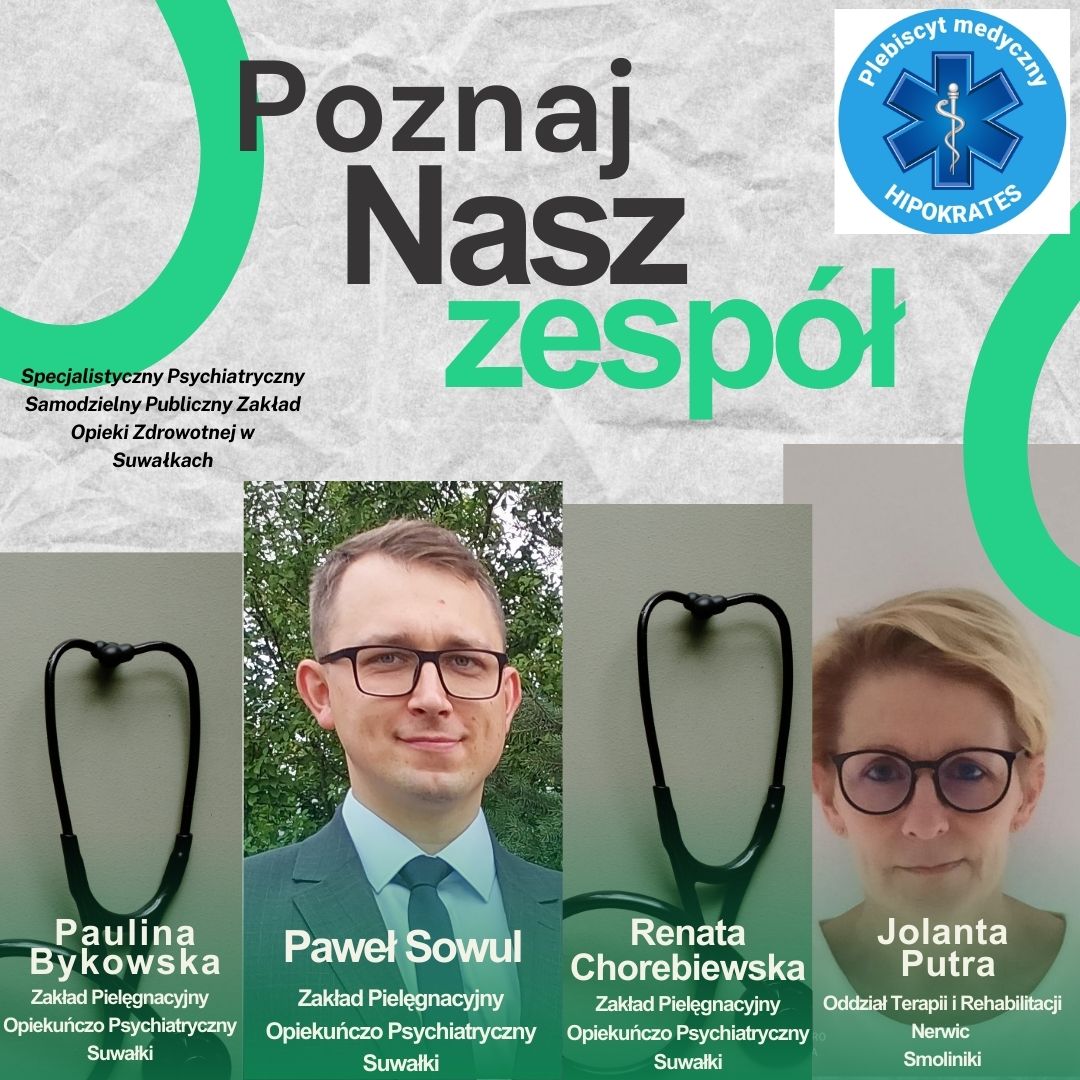 Poznaj nasz zespół Obrazek przedstawia zwycięzców plebiscytu hipokrates 2024 na pielegniarza/pielęgniarkę roku