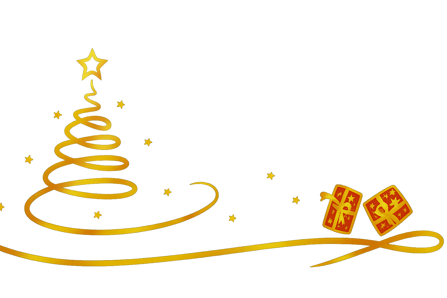 Choinka w kolorze złotym oraz prezenty