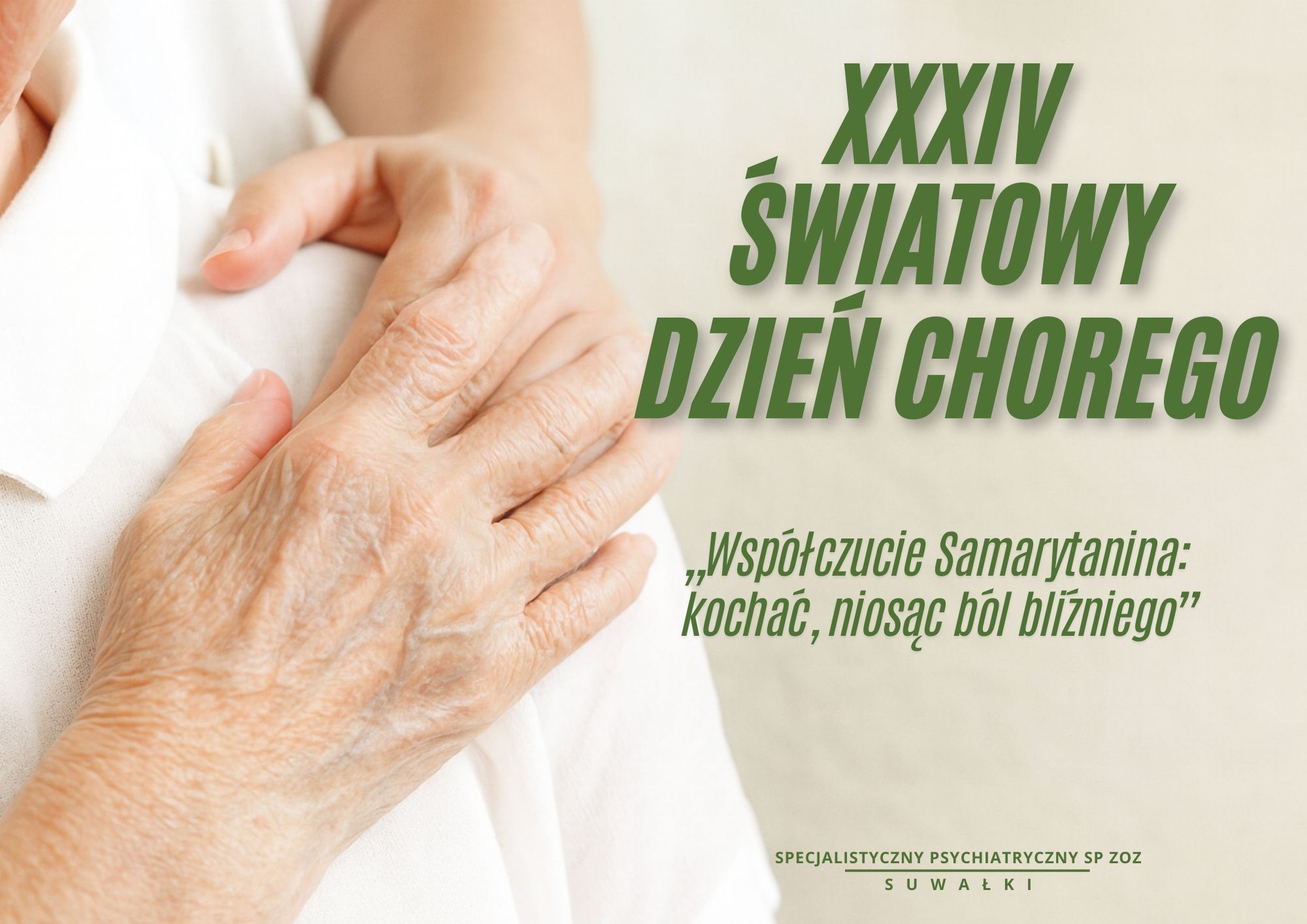 Plakat na którym widać ręke położona na ramieniu