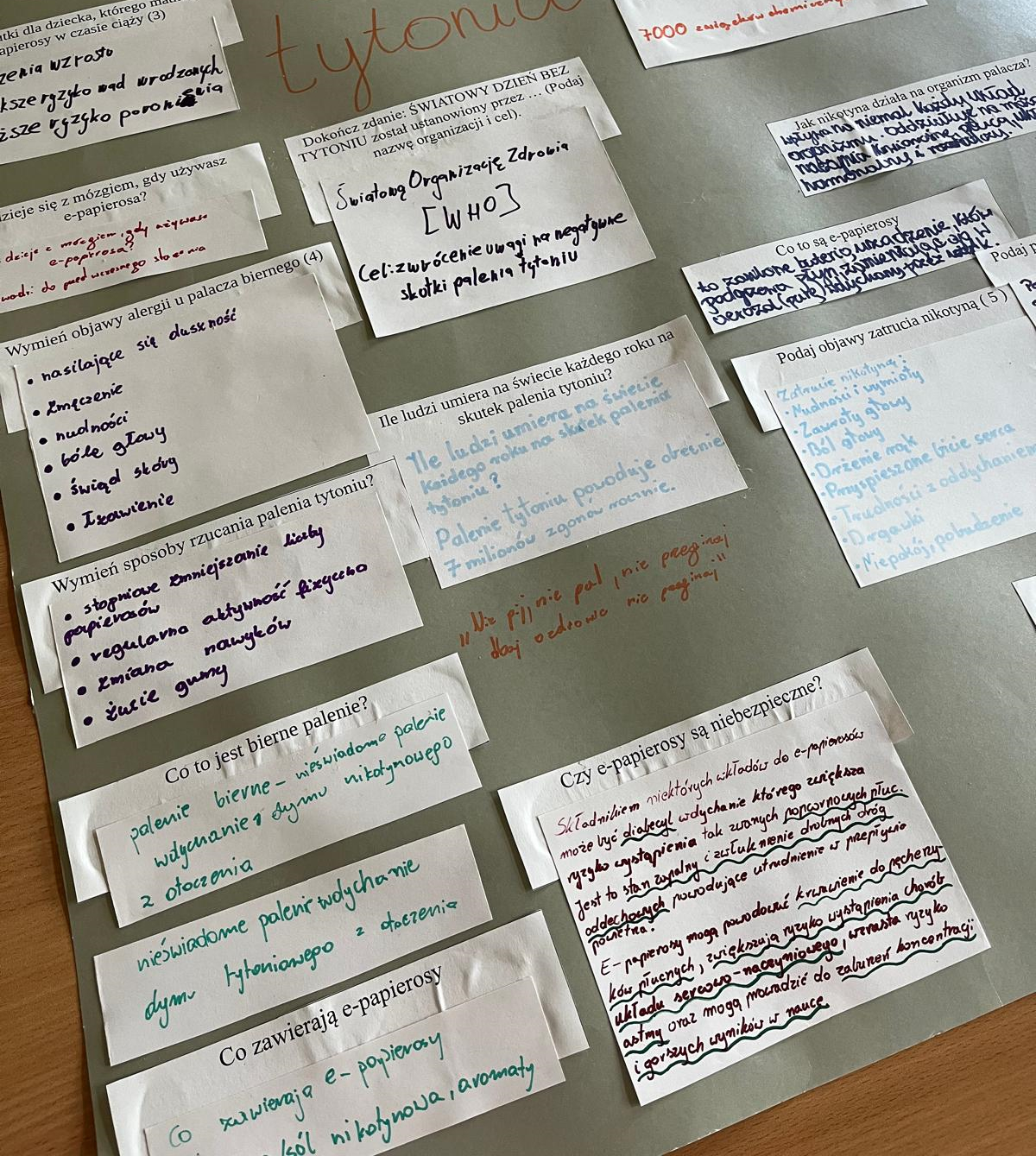 W Oddziale Dziennym Psychiatrycznym Rehabilitacyjnym dla Dzieci i Młodzieży odbyły się warsztaty poświęcone szkodliwości palenia tytoniu oraz używania e‑papierosów. Zajęcia miały na celu zwiększenie świadomości młodych osób na temat konsekwencji zdrowotnych wynikających z kontaktu z dymem tytoniowym — zarówno poprzez palenie, jak i bierne wdychanie.
Podczas warsztatów dzieci przygotowywały informacyjne karteczki i plakaty, na których przedstawiały najważniejsze negatywne skutki palenia. Praca twórcza stała się okazją do rozmowy o tym, jak nikotyna wpływa na organizm, dlaczego uzależnia oraz jakie zagrożenia niesie dla zdrowia fizycznego i psychicznego.
Zajęcia miały charakter edukacyjny i profilaktyczny, a ich celem było wzmacnianie świadomych, zdrowych wyborów oraz budowanie postaw sprzyjających dbaniu o własne zdrowie.
