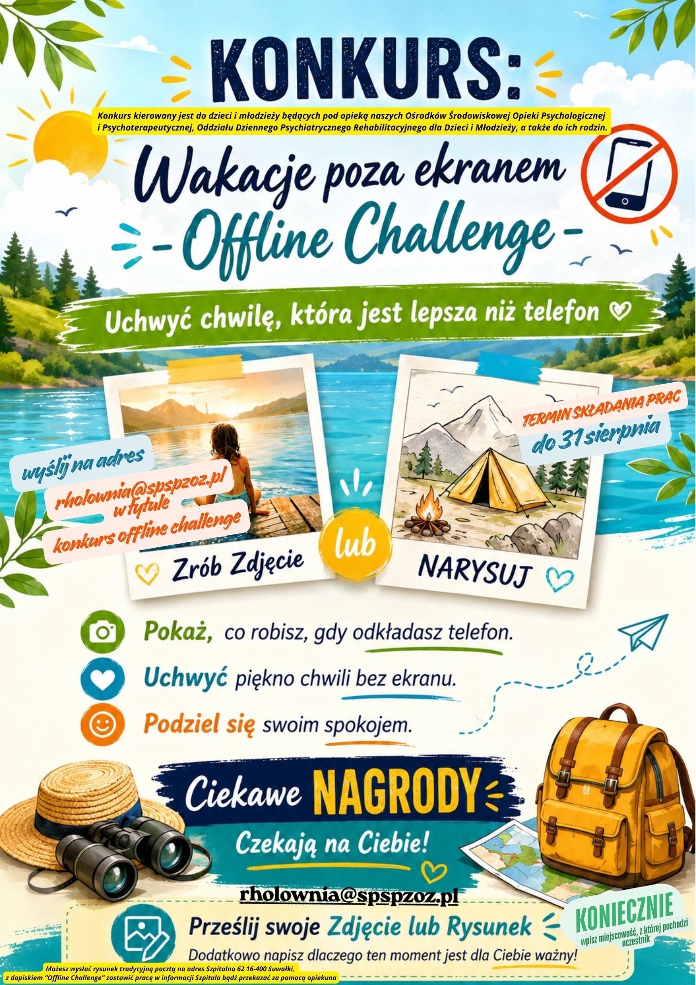 kolorowy plakat informujacy o konkursie dla podopiecznych dzieci i młodzieży Szpitala